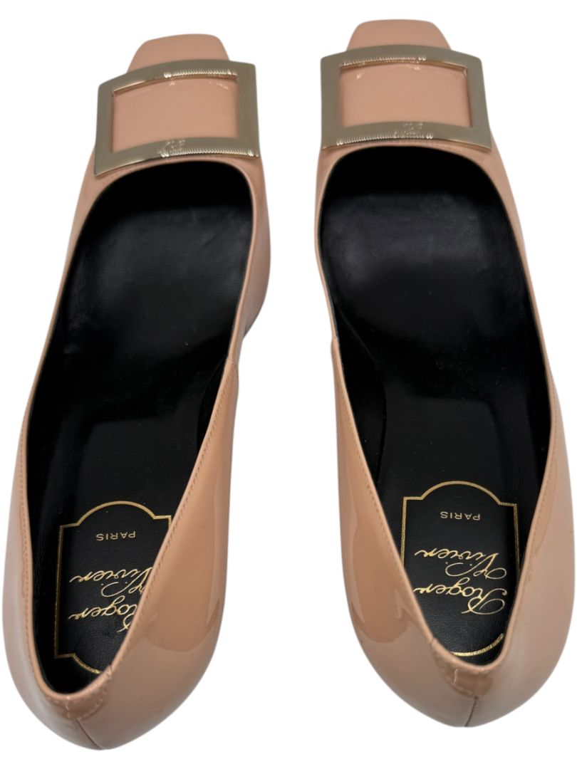 Roger Vivier Belle Vivier Patent Leather Pumps in Nude – Size 39.5