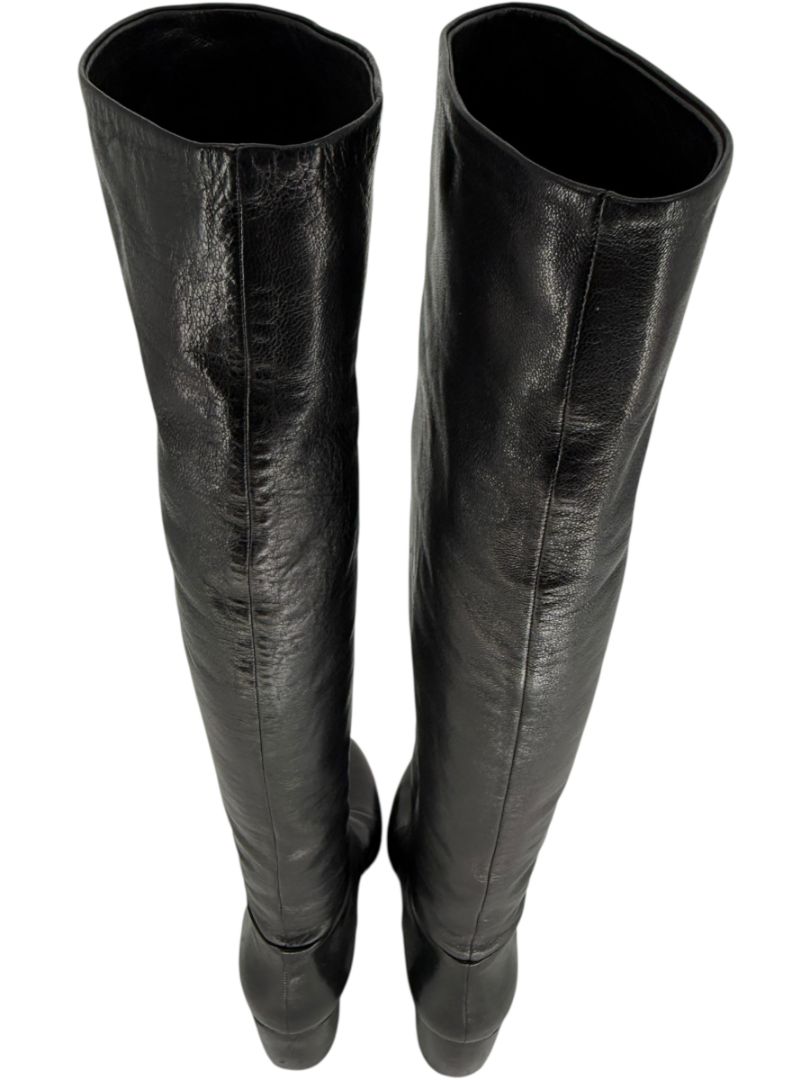 Prada Black Leather Knee-High Boots – Size 39.5