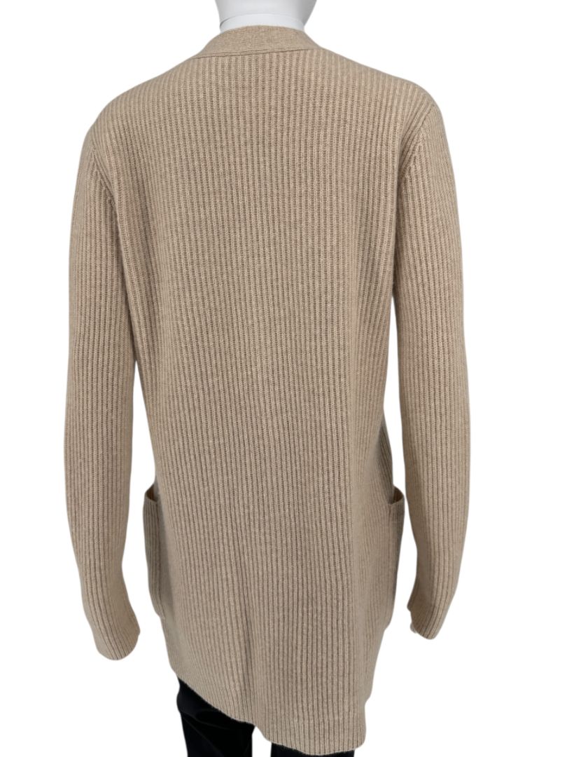 MaxMara Beige Ribbed Button-Front Cashmere Cardigan – Size M