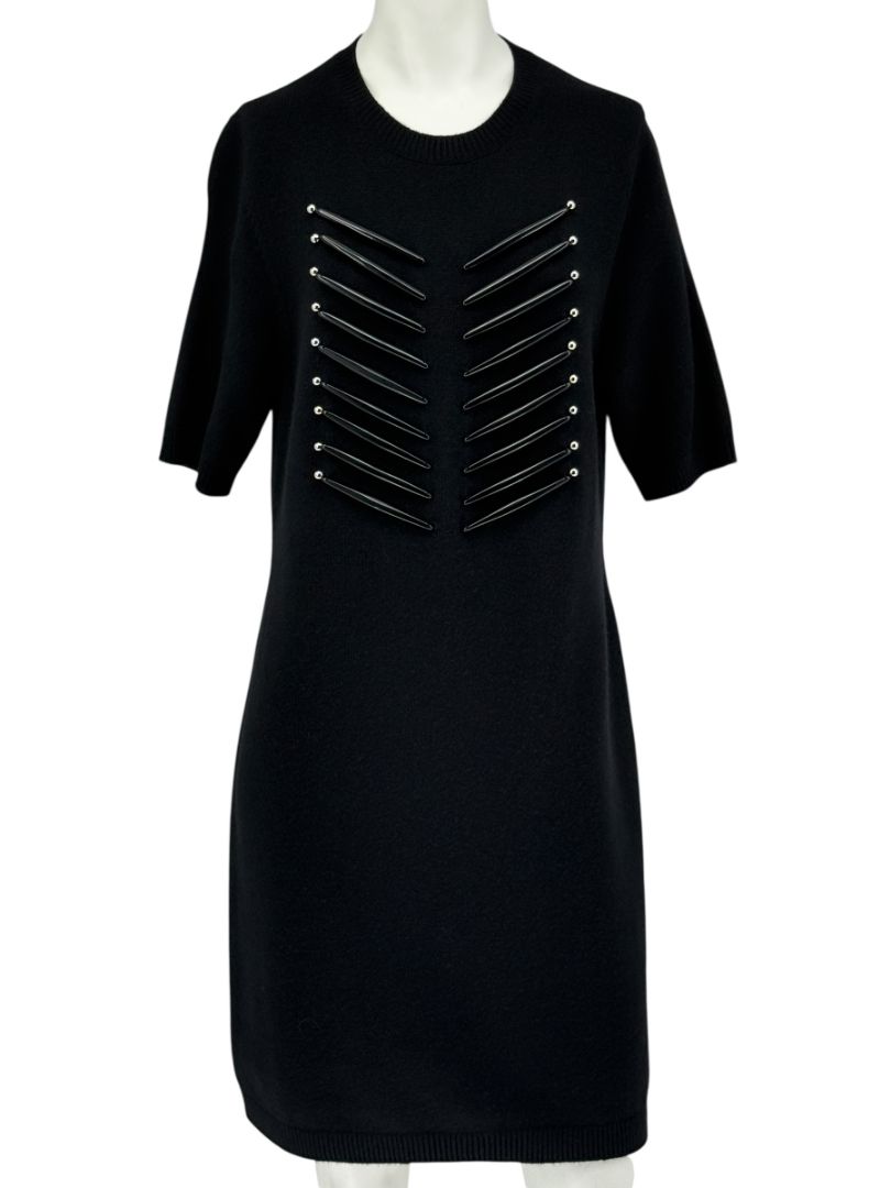 Louis Vuitton Black Cashmere Sweater Dress with Hardware Detail – Size L