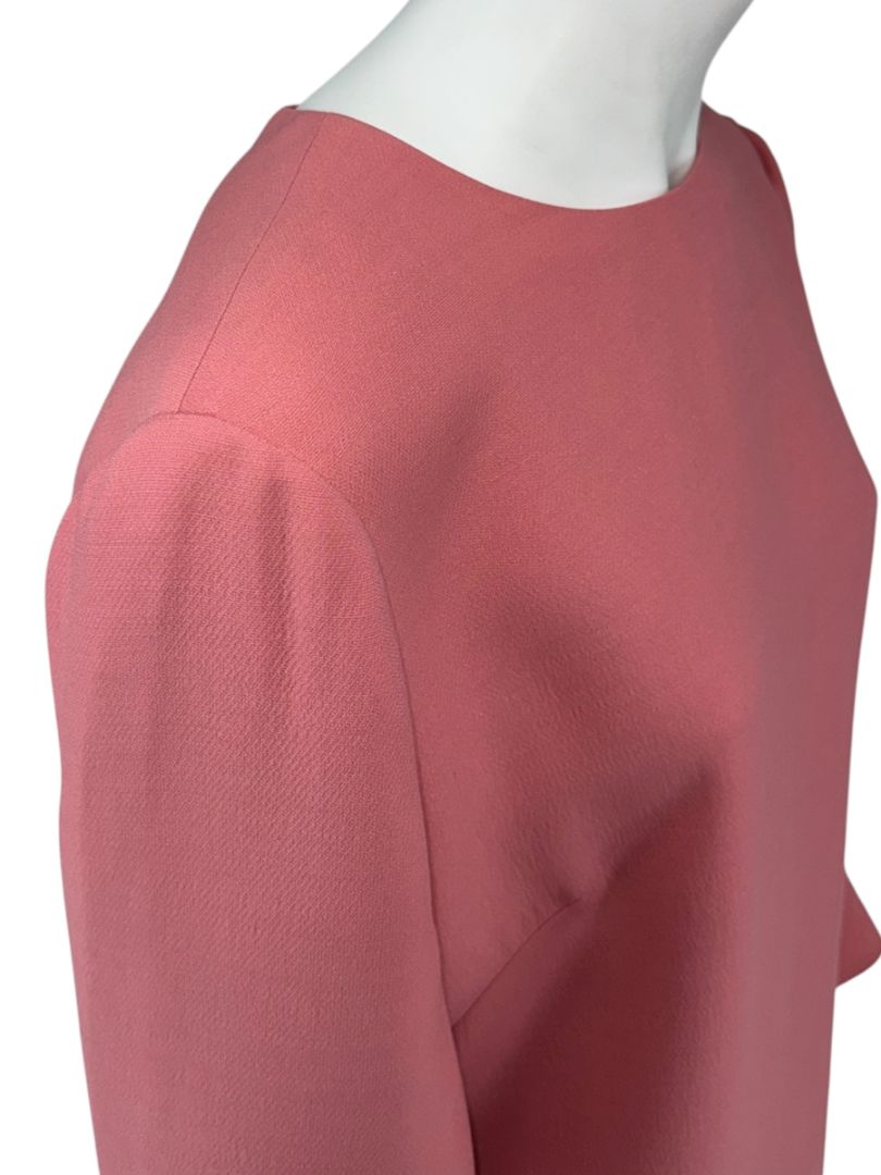 Valentino Rose Pink Crepe Ruffle Sleeve Shift Dress – Size 10
