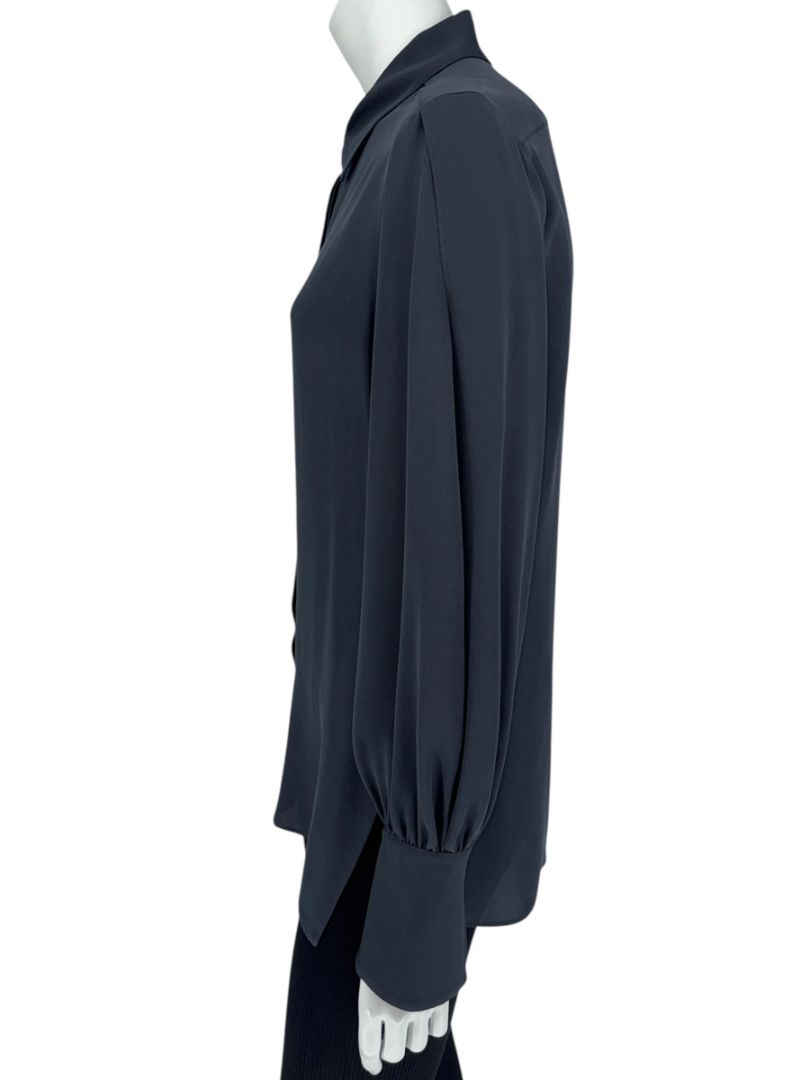 The RowThe Row Midnight Navy Silk Blouse with Twist-Sleeve Detail – Size M