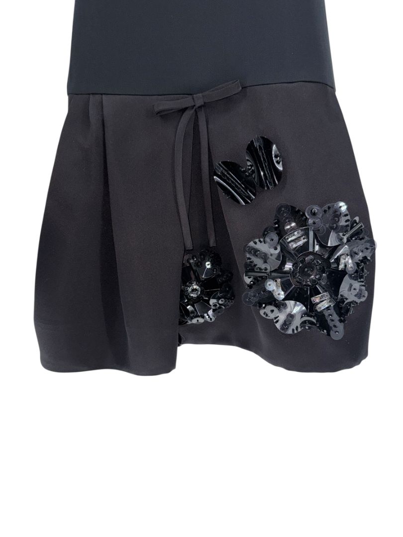 Prada Embellished Drop-Waist Mini Dress in Black – Size IT 44 (US 8)