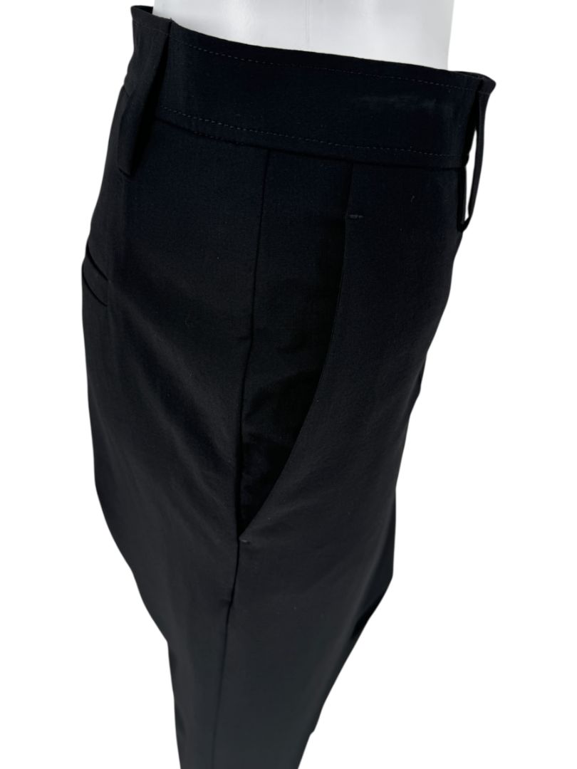 Brunello Cucinelli Black Tapered Wool Trousers with Monili Belt Loop - Size 10