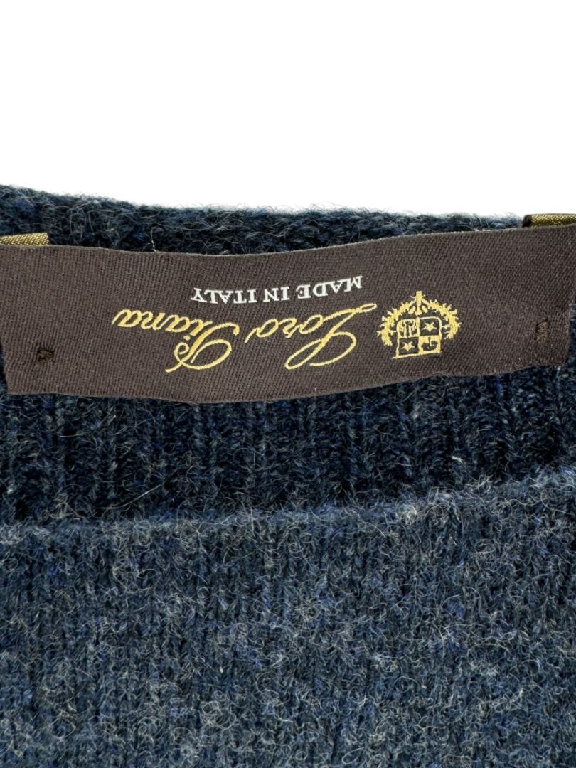 Loro Piana Navy Cashmere Split-Neck Tunic Sweater Dress – Size L