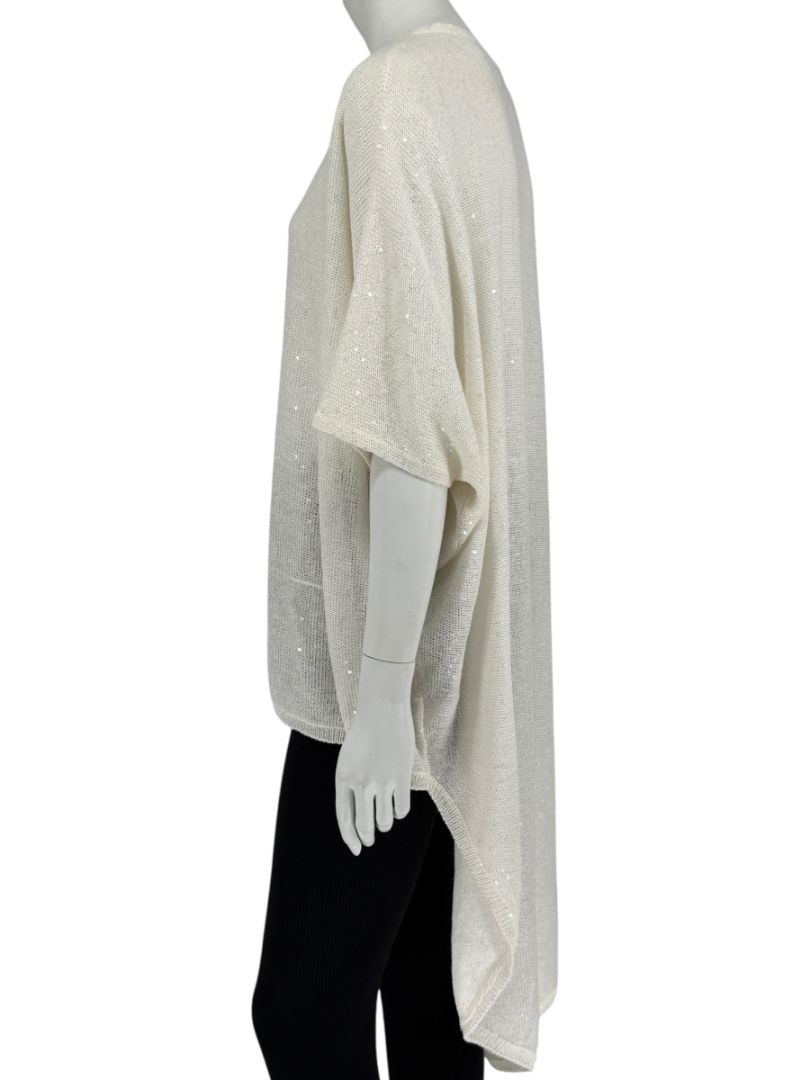 Brunello Cucinelli Ivory Hi-Low Sequin Knit Tunic – Size L