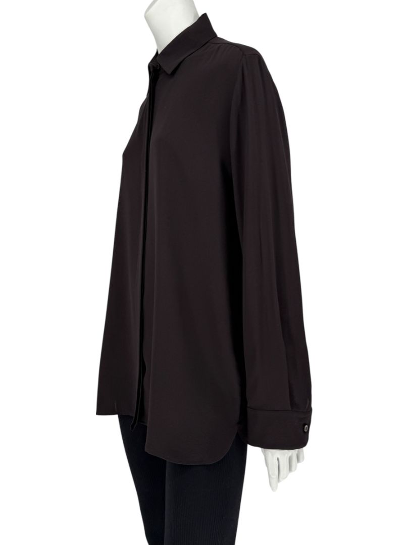 The Row Black Silk Button-Front Shirt – Size XS