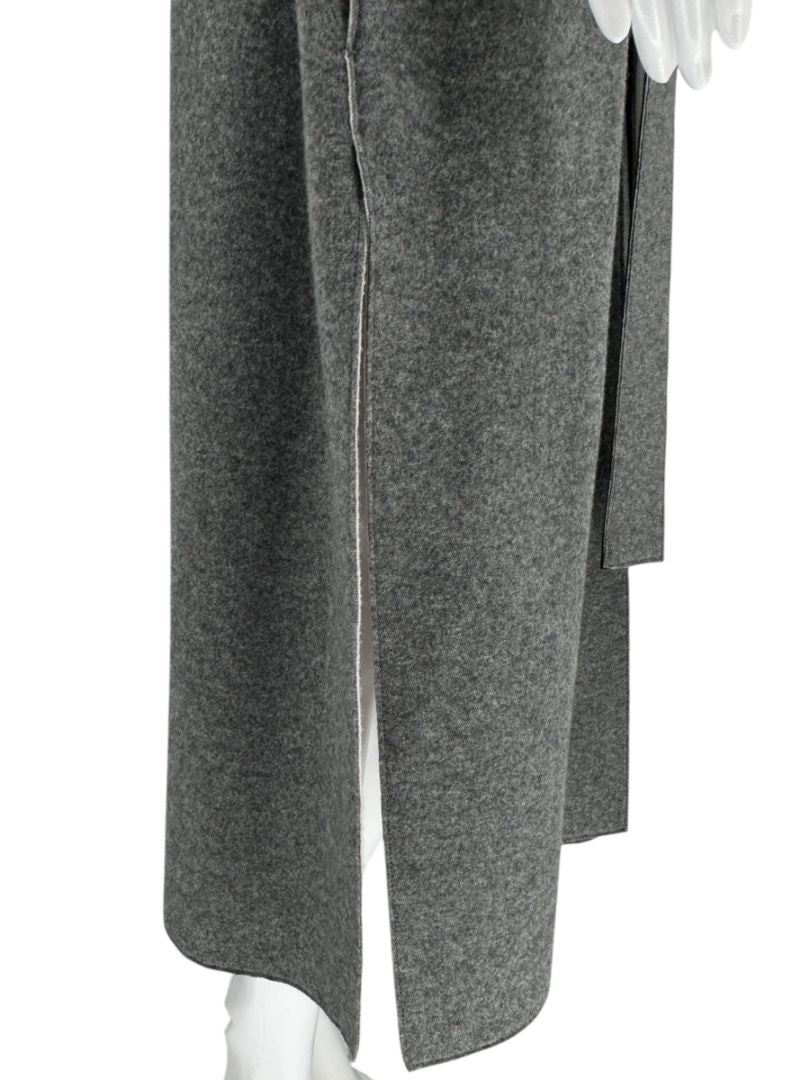 Agona Gray Double-Faced Cashmere Wrap Coat with Leather Belt – Size IT 42 (US 6)