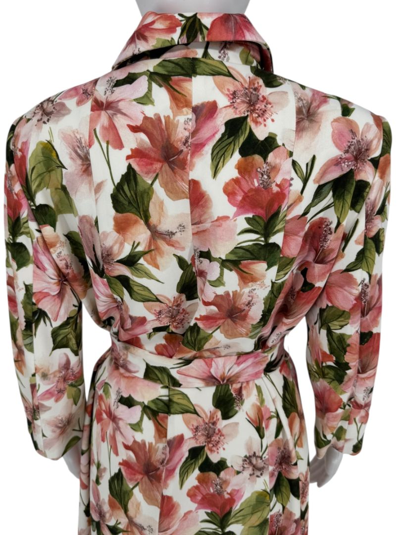 Pamella Roland Pink & Green Floral Belted Jacket – Large