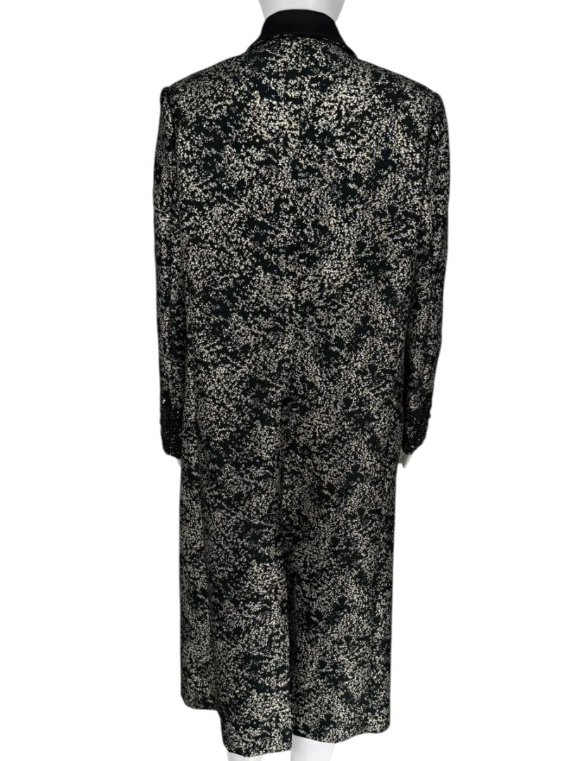 Pamella Roland Metallic Brocade Tuxedo Coat with Beaded Cuffs – Large