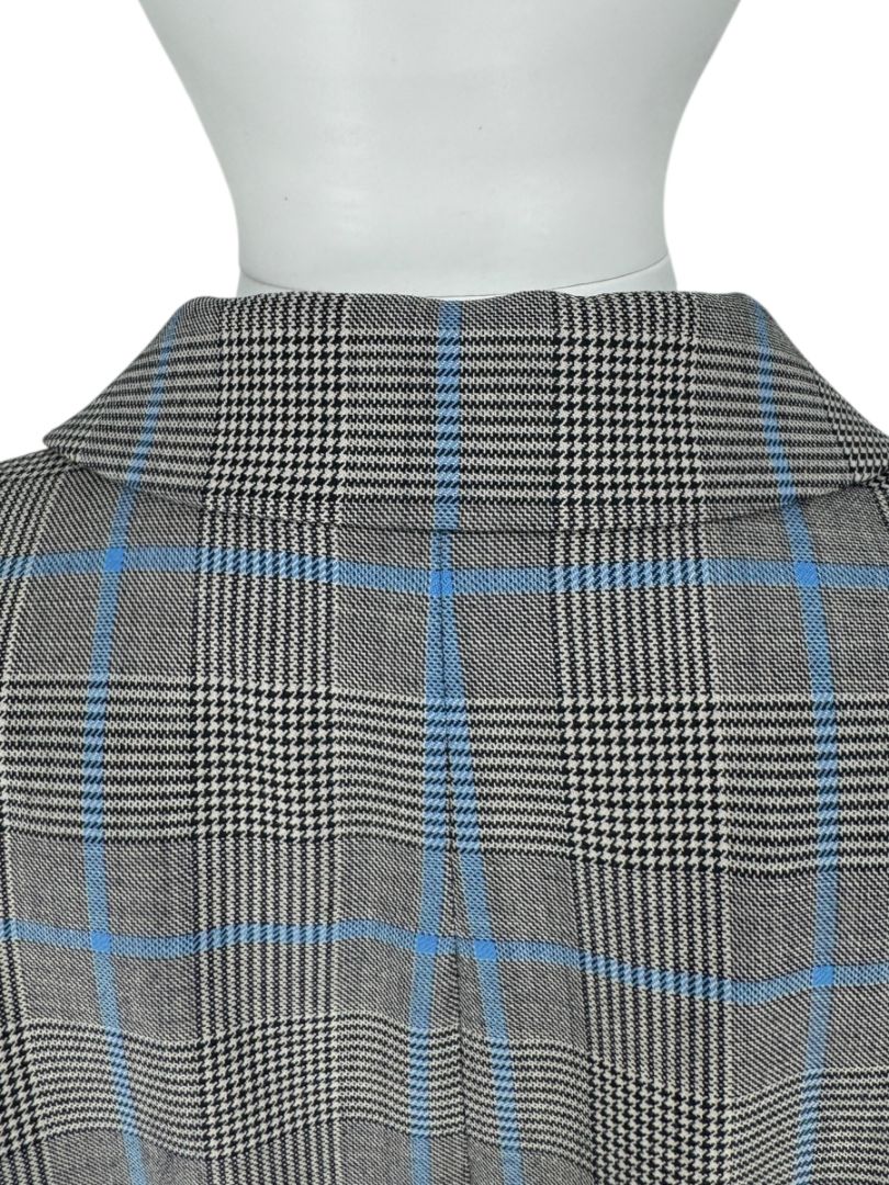 Akris Punto Grey & Blue Glen Plaid Wool Pantsuit – Size 10–12