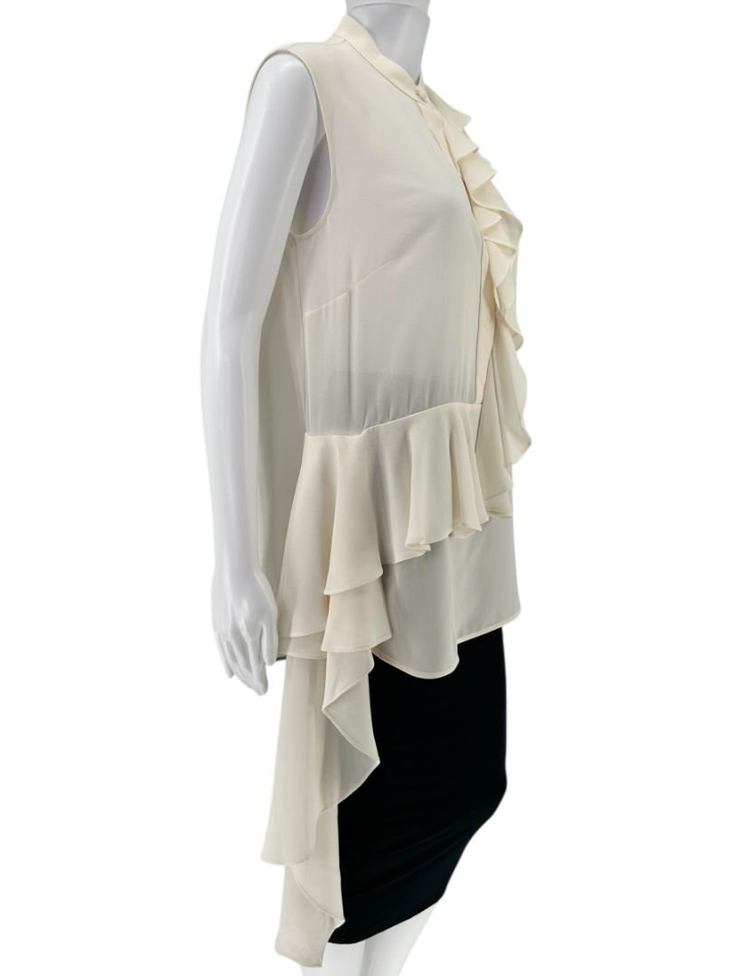 Alexander McQueen Ivory Silk Ruffle Blouse – Size IT 42