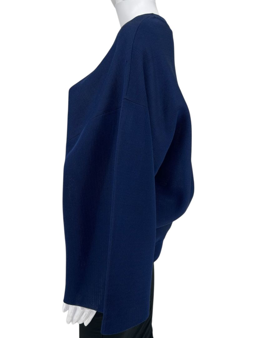 Givenchy Navy Draped Sleeve Silk-Blend Sweater – Size L