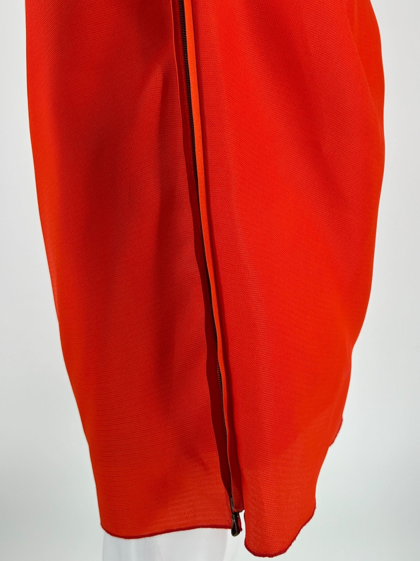 Lanvin 2009 Sculptural One-Shoulder Red Silk Dress – Large