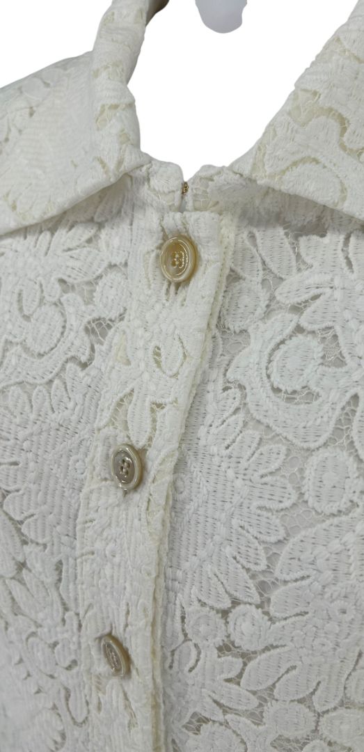 Chloé Milk White Embroidered Lace Shirt Dress – Size FR 42