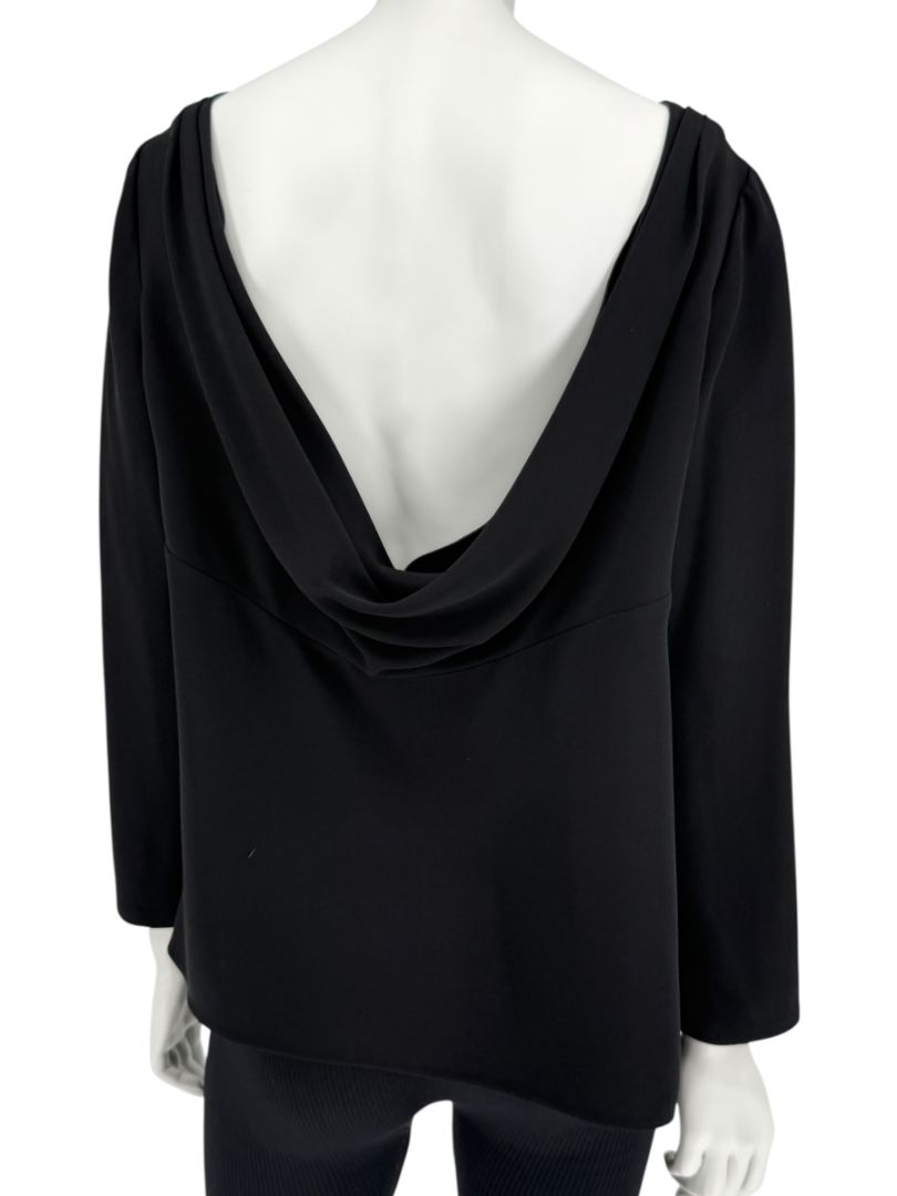Valentino Black Draped Back Long Sleeve Blouse – Size 10 (IT 46)