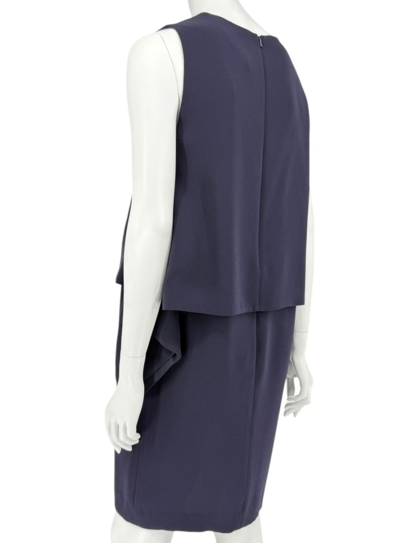 Max Mara Navy Draped Overlay Shift Dress – Size IT 46 (US 12)
