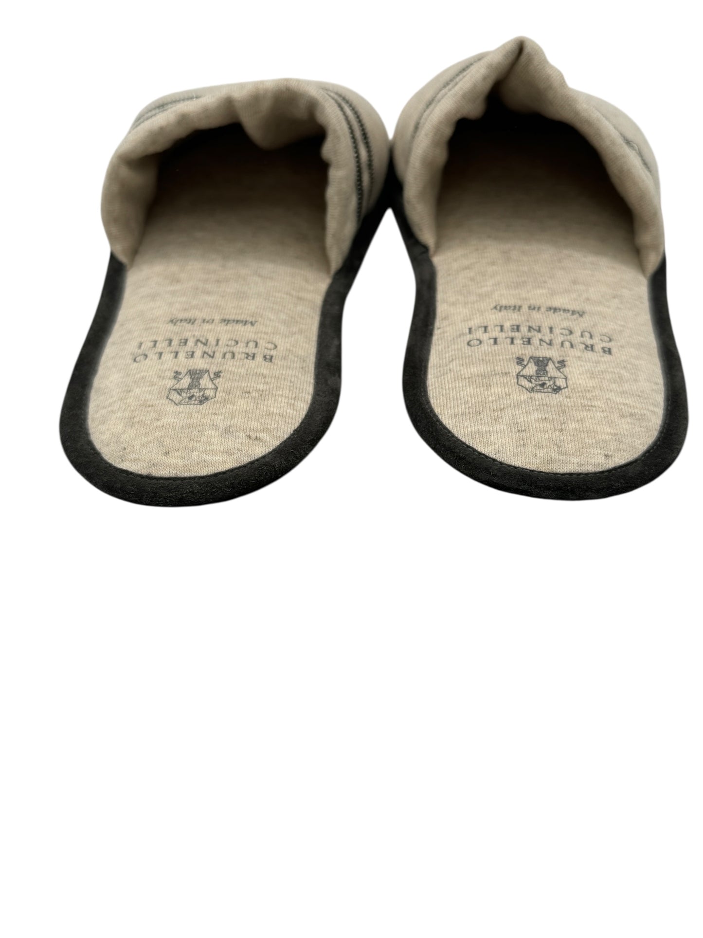 Brunello Cucinelli Heathered Grey Jersey Slippers with Monili Trim - Women’s Size 8–9