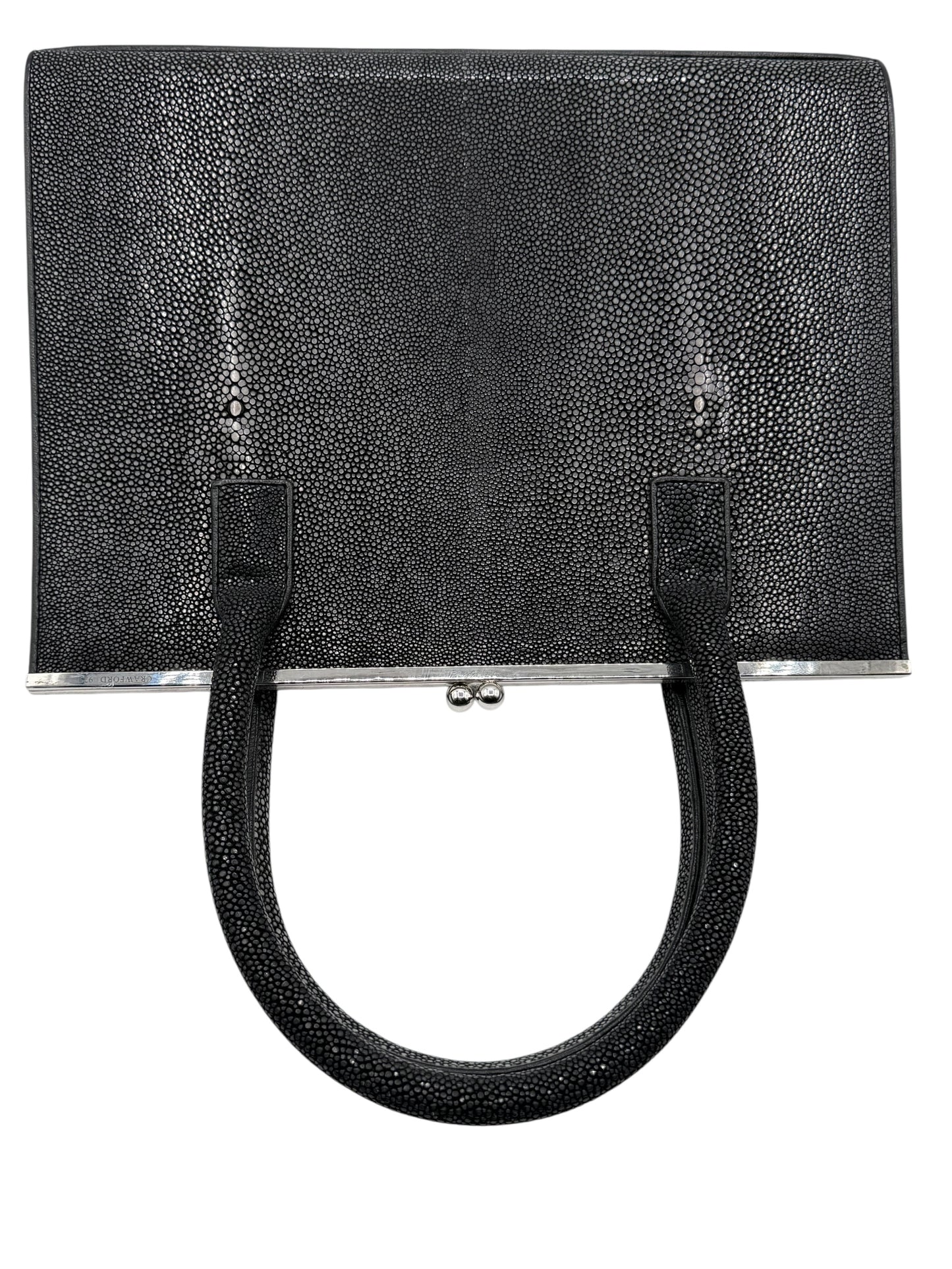 Crawford Black Shagreen/Stingray Top Handle Bag w/ 925 Silver Hardware