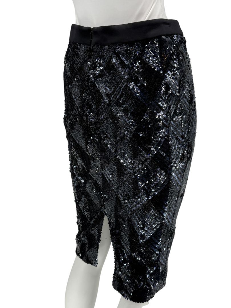Pamella Roland Black Sequin Pencil Skirt – Large