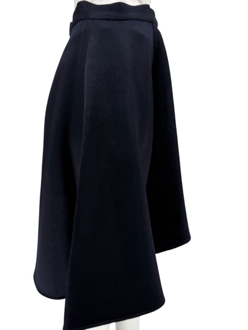 Pamella Roland Navy A-Line Skirt with Sculptural Hem - Large