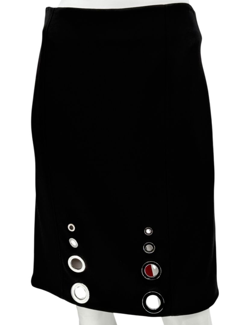 Pamella Roland Black Pencil Skirt with Grommet Detail – Large