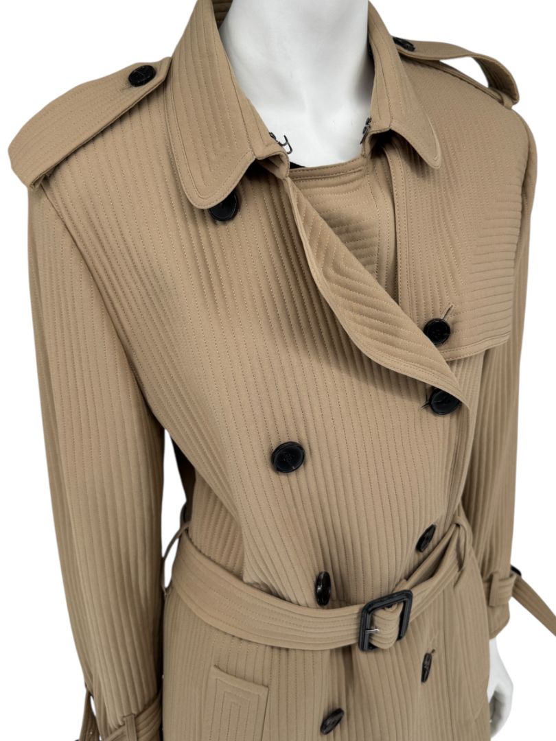 Valentino Camel Quilted Longline Trench Coat – Size IT 44 / US 10