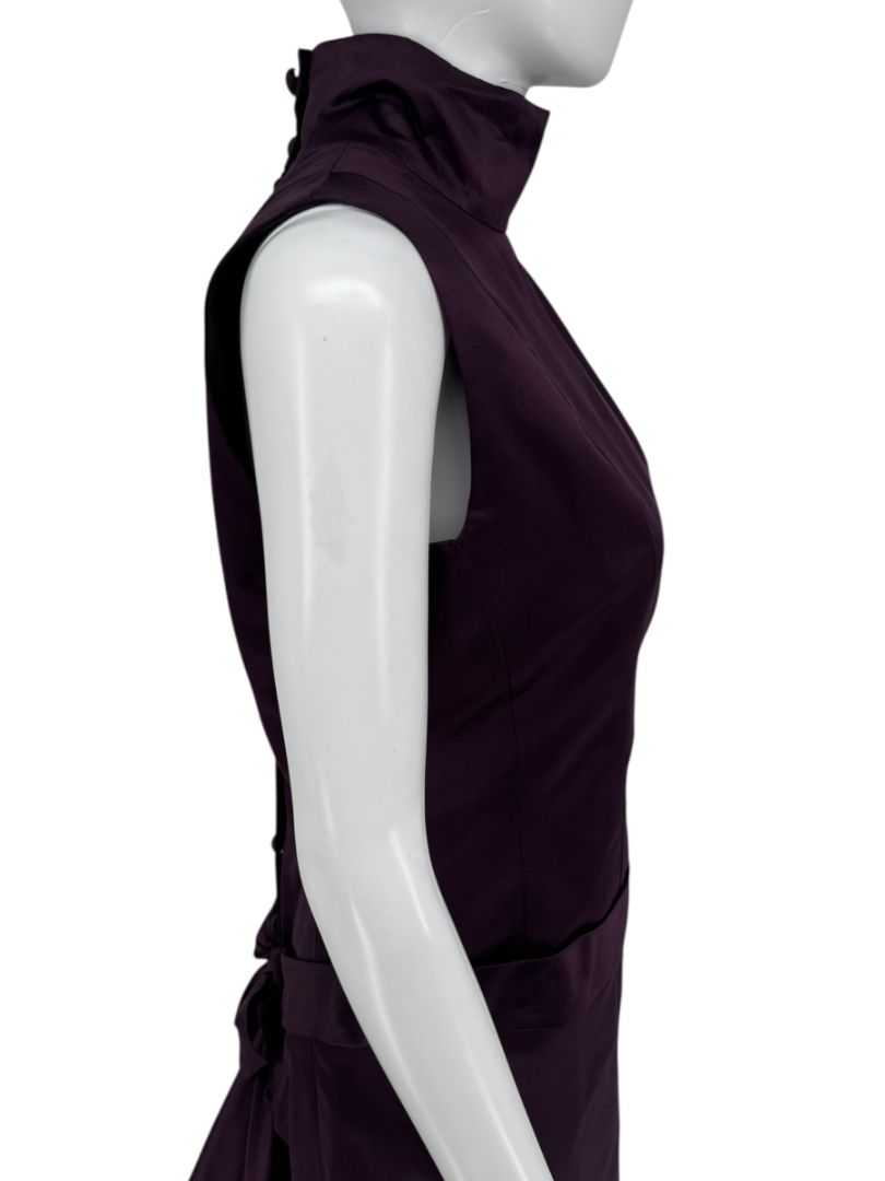Plum High Neck Sleeveless Gown with Back Bow Detail – Large
