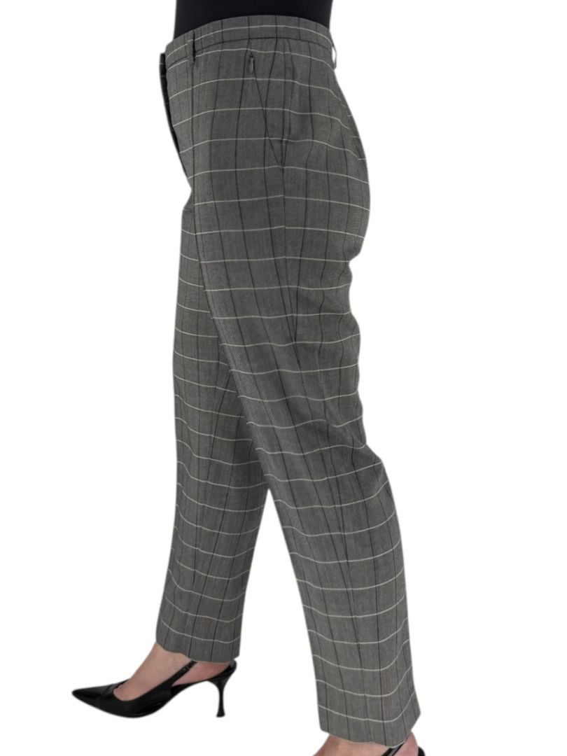 A-K-R-I-S Punto Grey Windowpane Wool Pantsuit – Jacket Size 8, Pants Size 10
