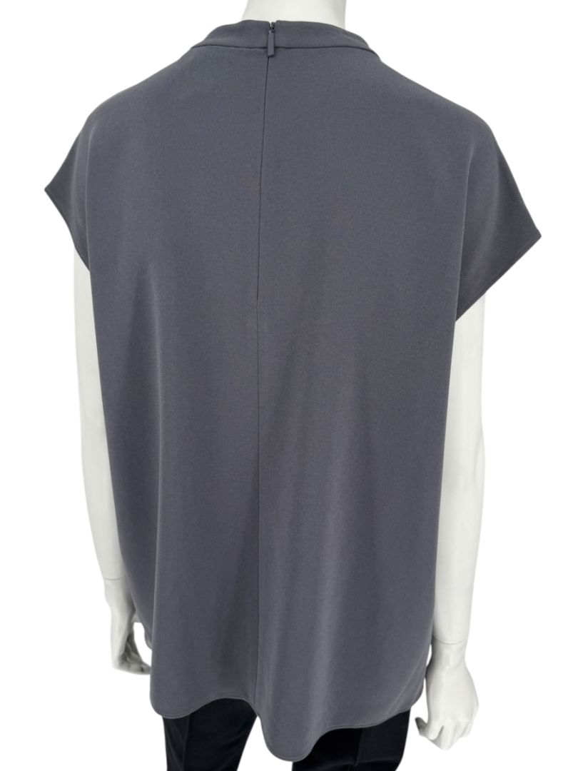 Tibi Charcoal Cap-Sleeve Mock Neck Top – Size L