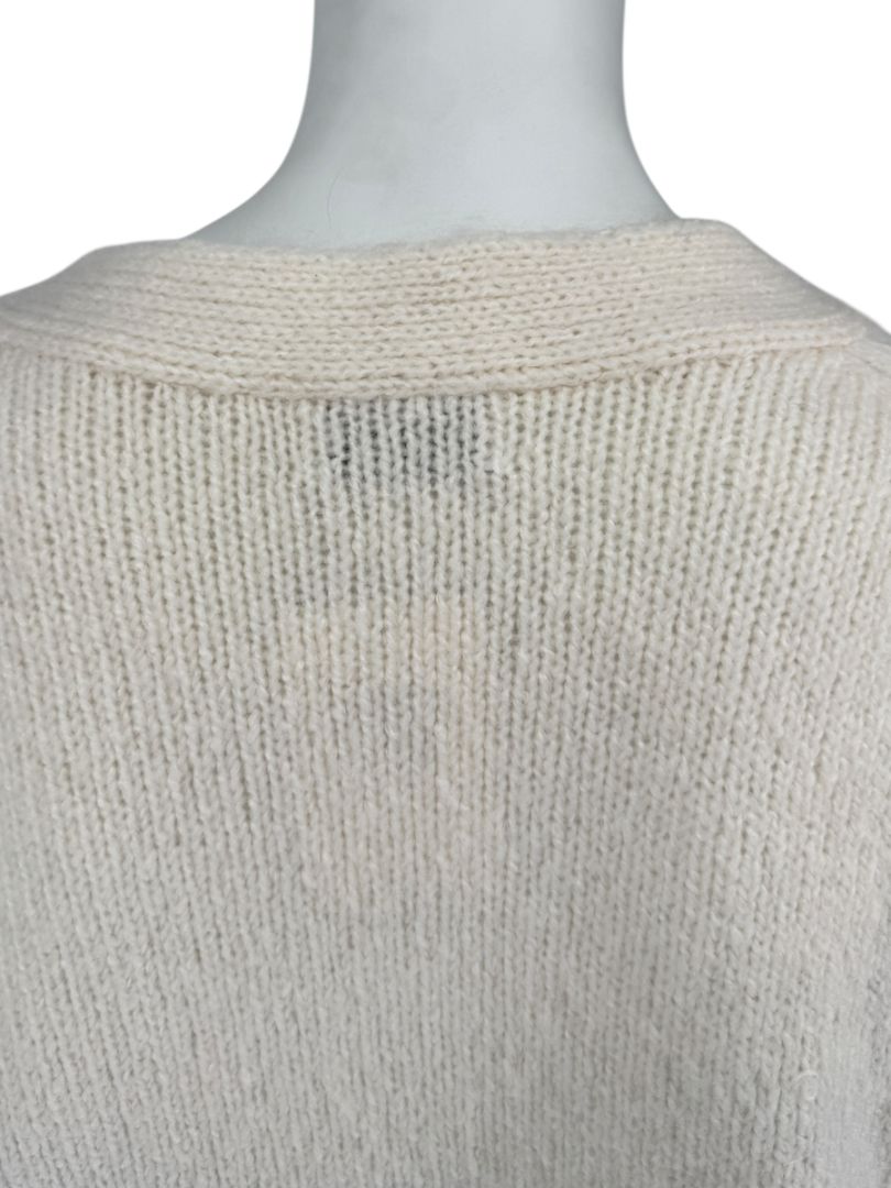 Allude Cream Mohair Blend Button-Front Cardigan – Size M