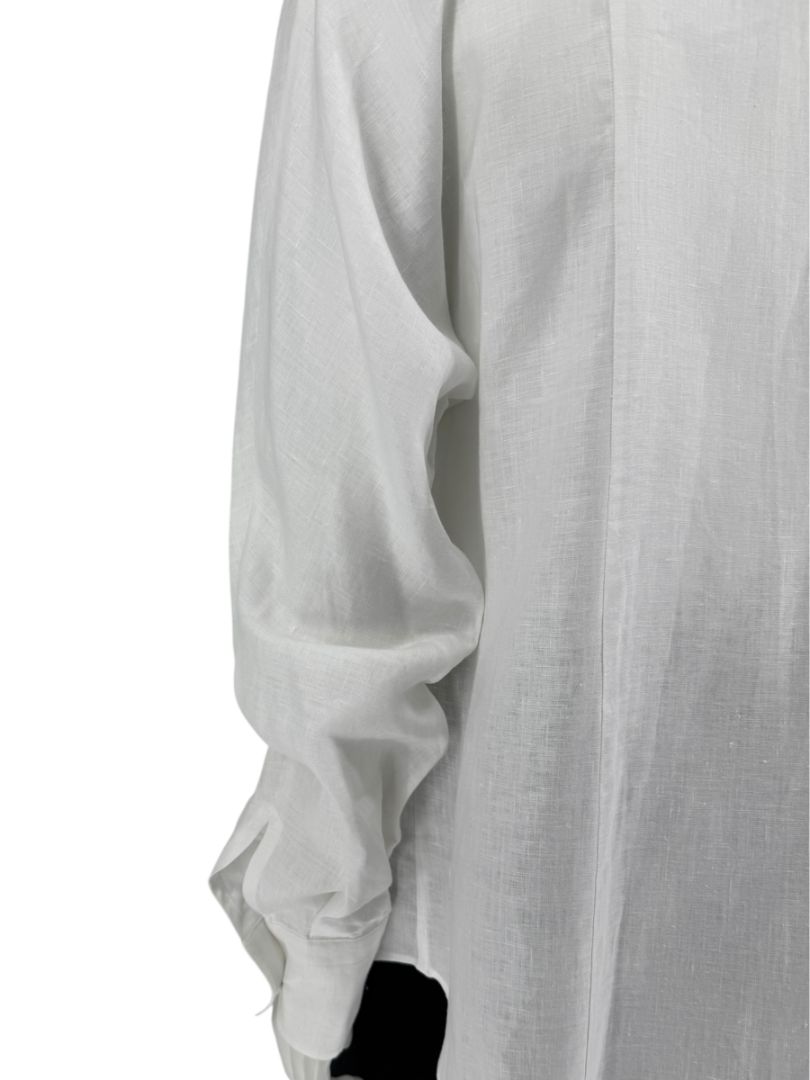 WOERA White Linen Button-Up Shirt – Size M