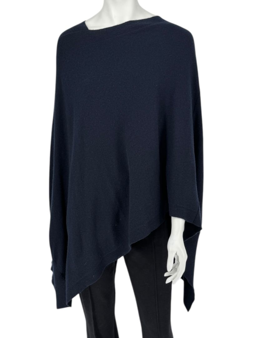 Tomas Maier Navy Blue 100% Cashmere Asymmetric Poncho Sweater – Size 2