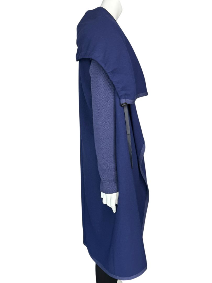 Agnona Navy Wool & Silk Hooded Longline Coat – Size IT 40