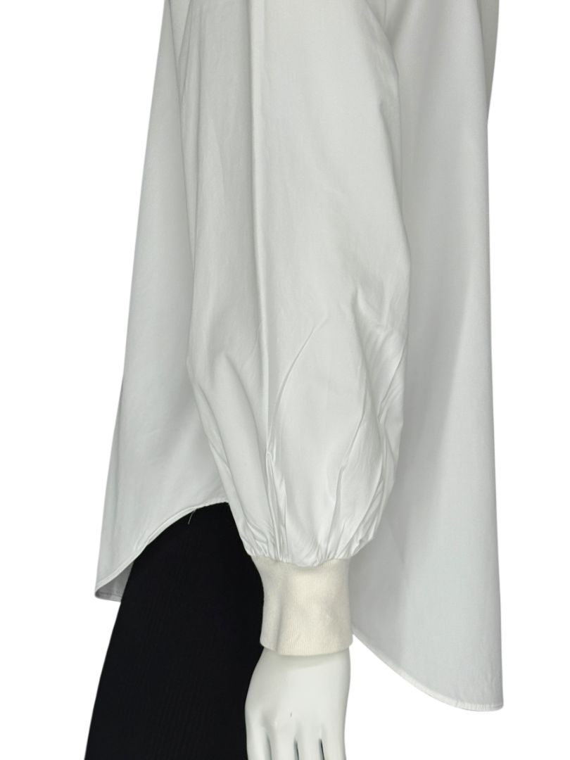 Alexander McQueen White Cotton Shirt with Balloon Sleeves – Size IT 38