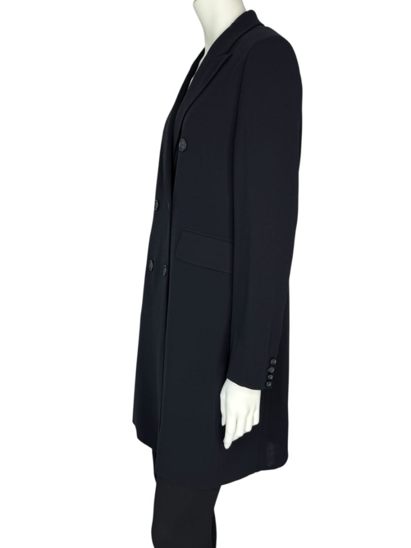 Akris Navy Wool-Blend Double-Breasted Longline Blazer Coat – Size US 8