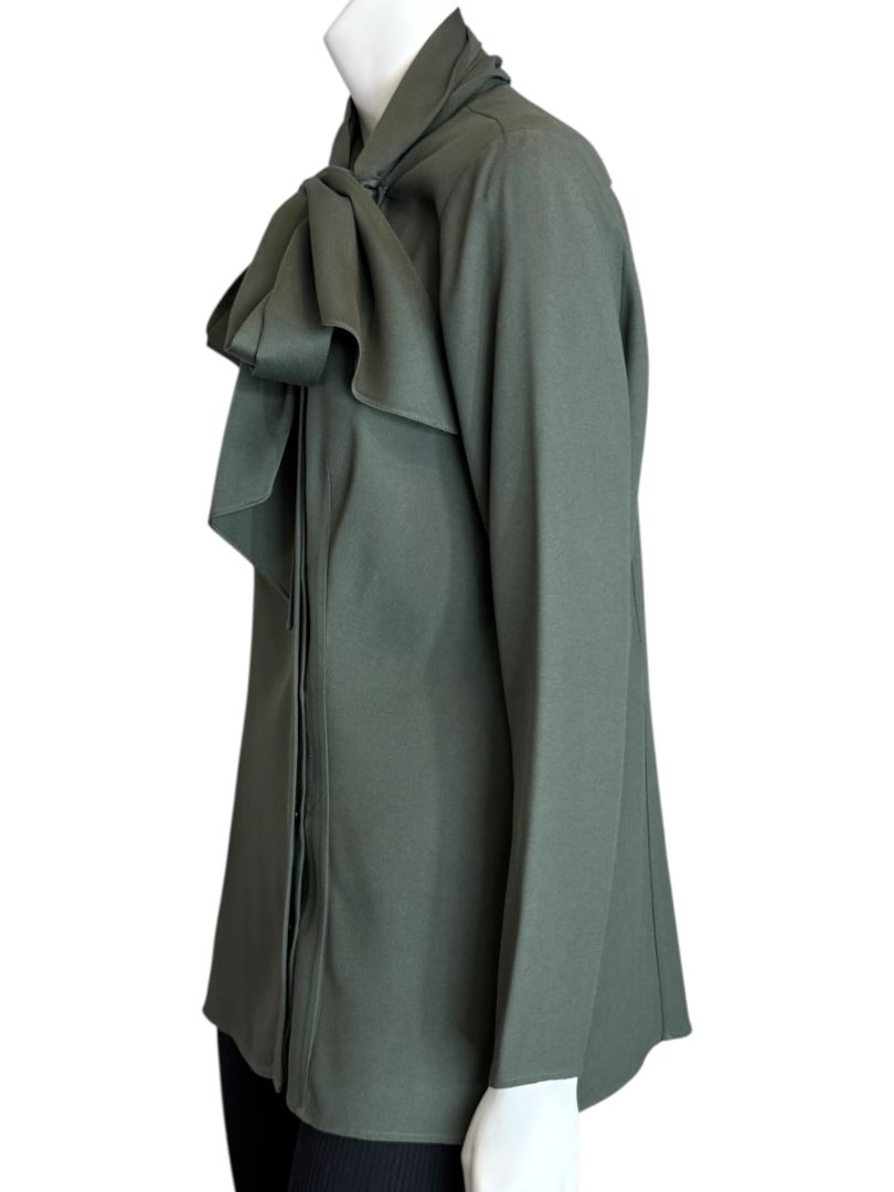 Pamella Roland Sage Green Tie-Neck Blouse – Large