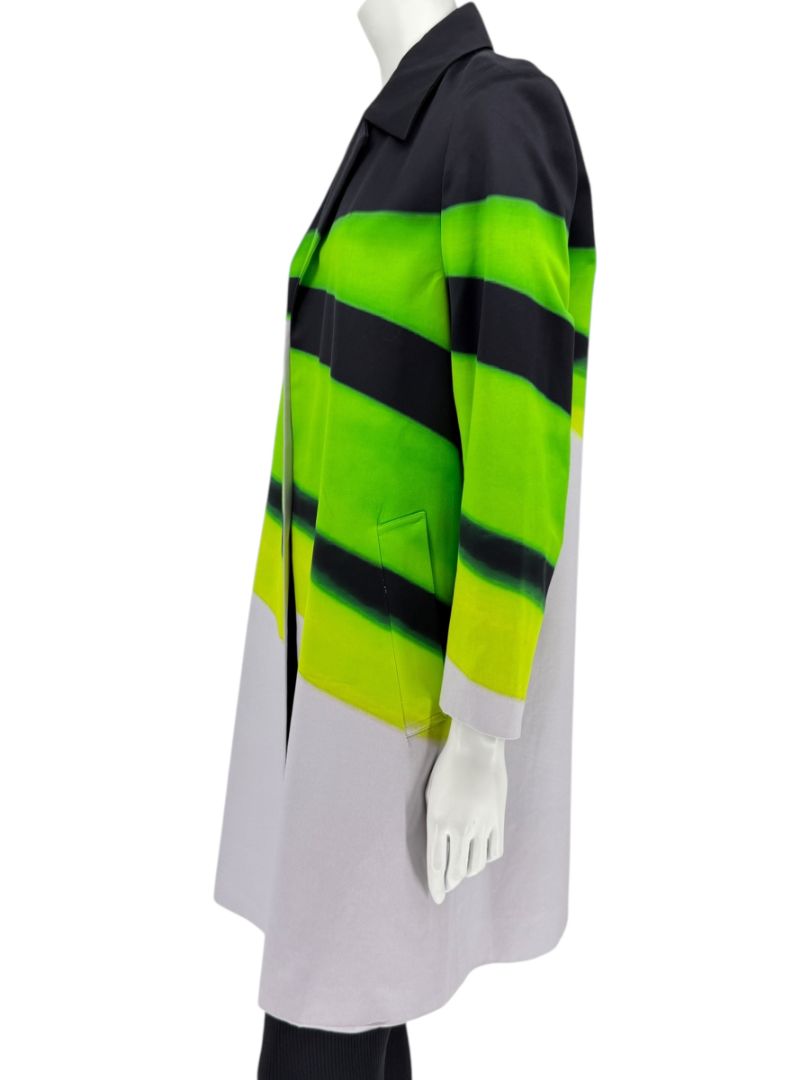 Dries Van Noten Black/Green Coat with Notched Lapels - FR 34
