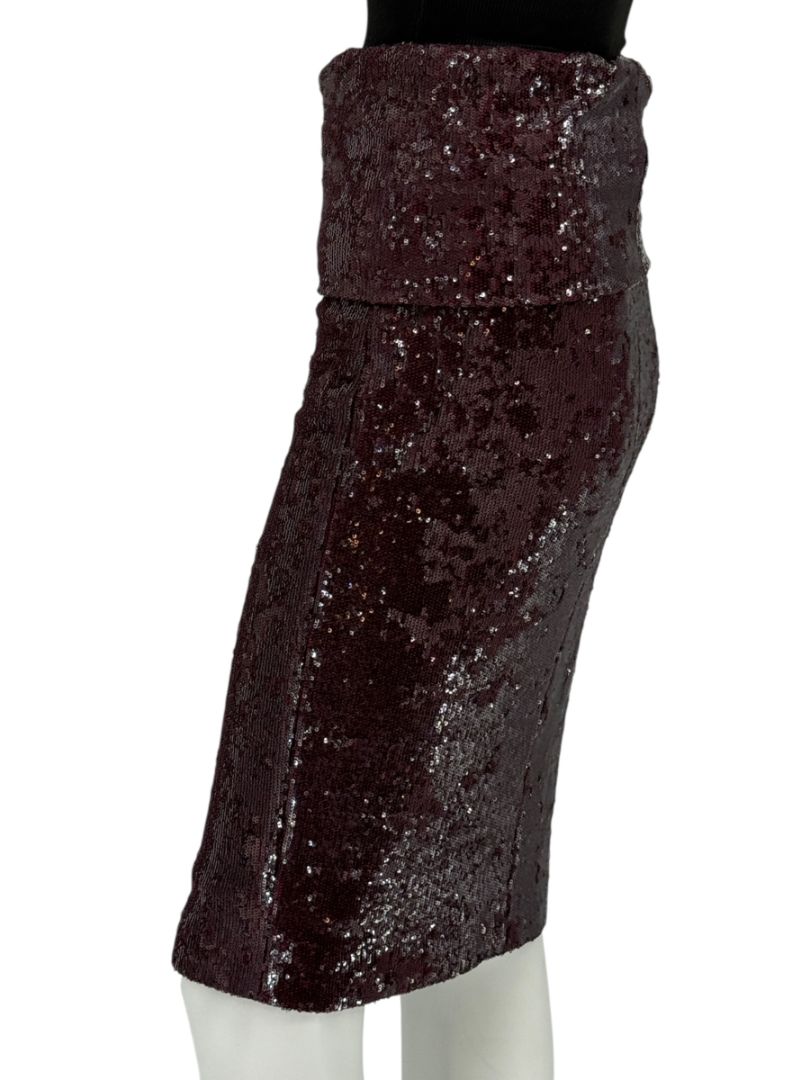 Donna Karan Modern Icons Claret Sequin Pencil Skirt – Size M