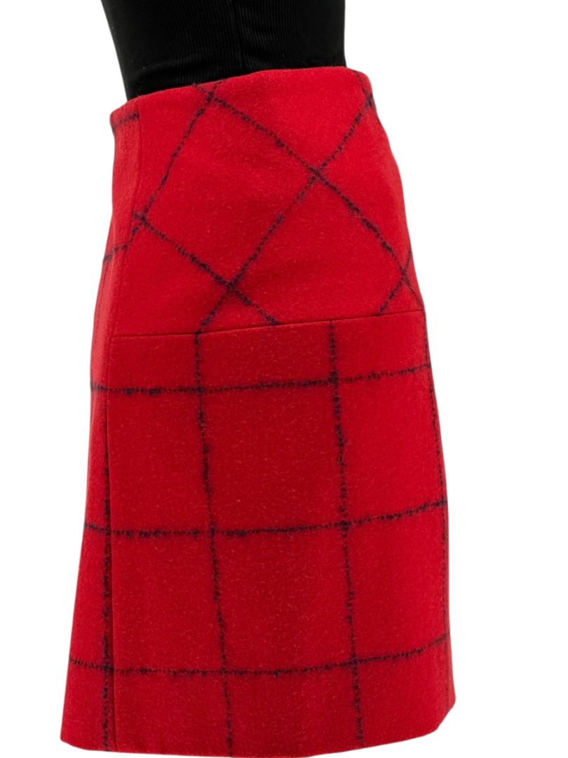 Christian Dior Red Wool Blend Windowpane Skirt – Size IT 46 (US 10)