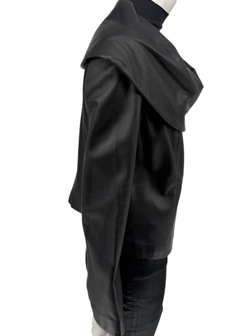 Armani Collezioni Black Leather Sculpted Jacket – Size 12