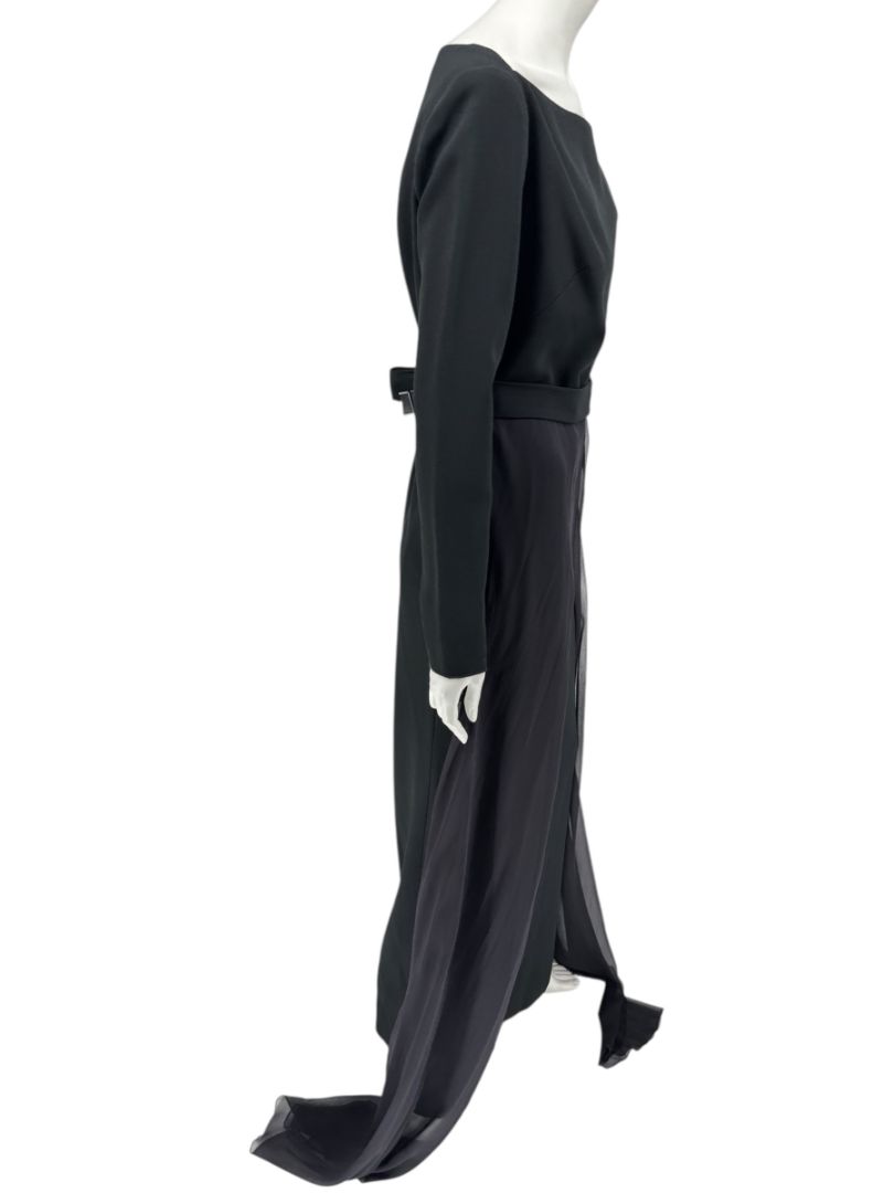 Pamella Roland Black Crepe Long Sleeve Jumpsuit – Size: Large