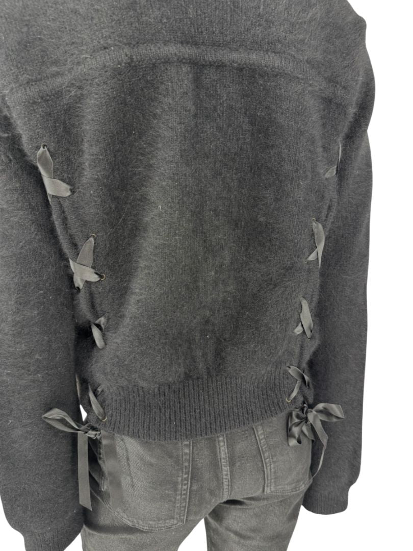 Christian Dior Black Angora-Wool Wrap Sweater – Size 44 (FR) / 12 (US)