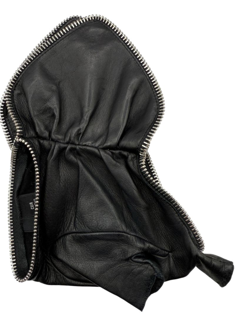 Chanel Black Lambskin Fingerless Gloves with Silver Zipper Trim – Size 7½