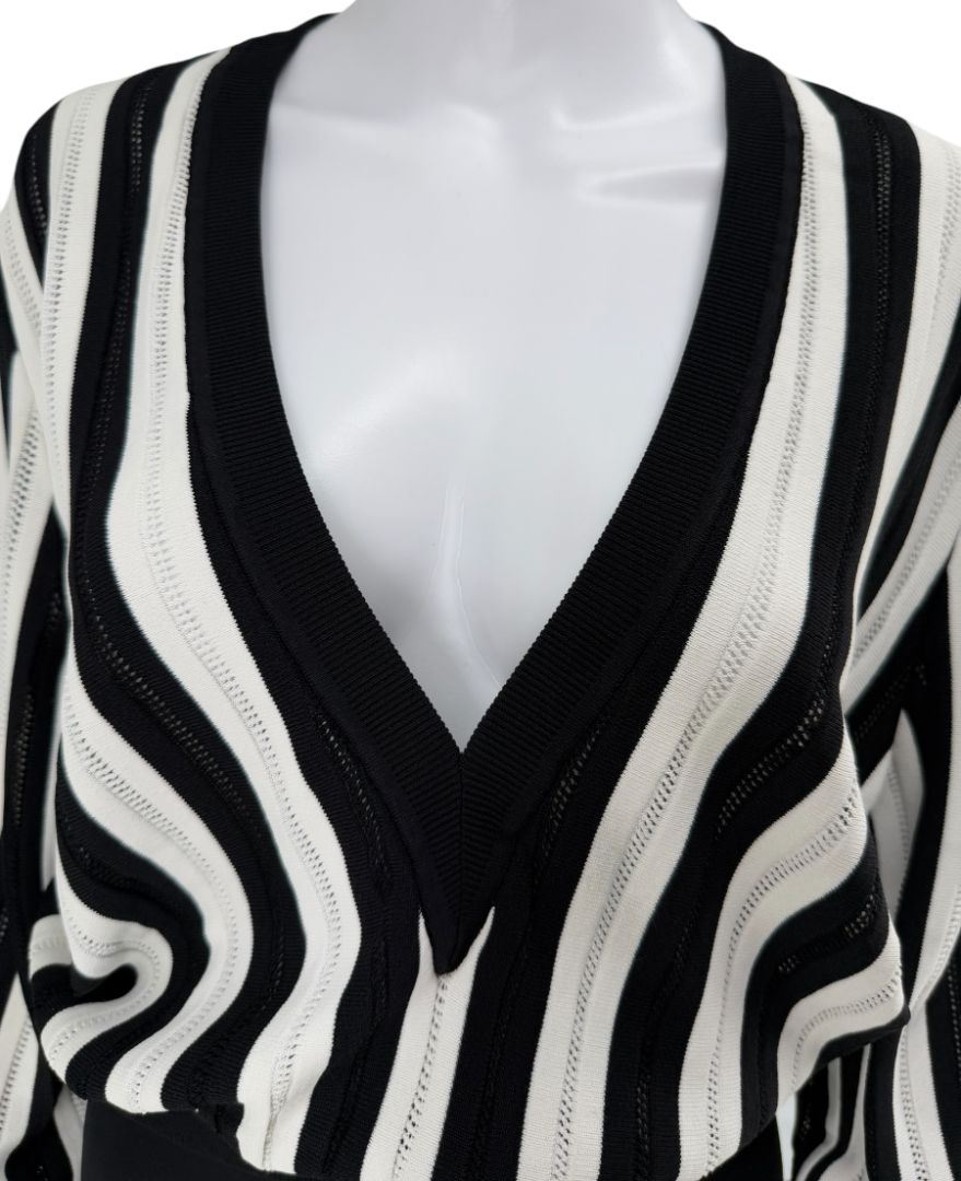 Givenchy Black & White Striped Knit Sweater – Size L