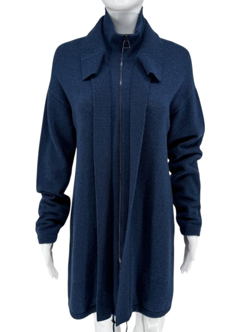 Akris Cashmere Knit Zip Dress in Navy – Size US 10 / FR 42