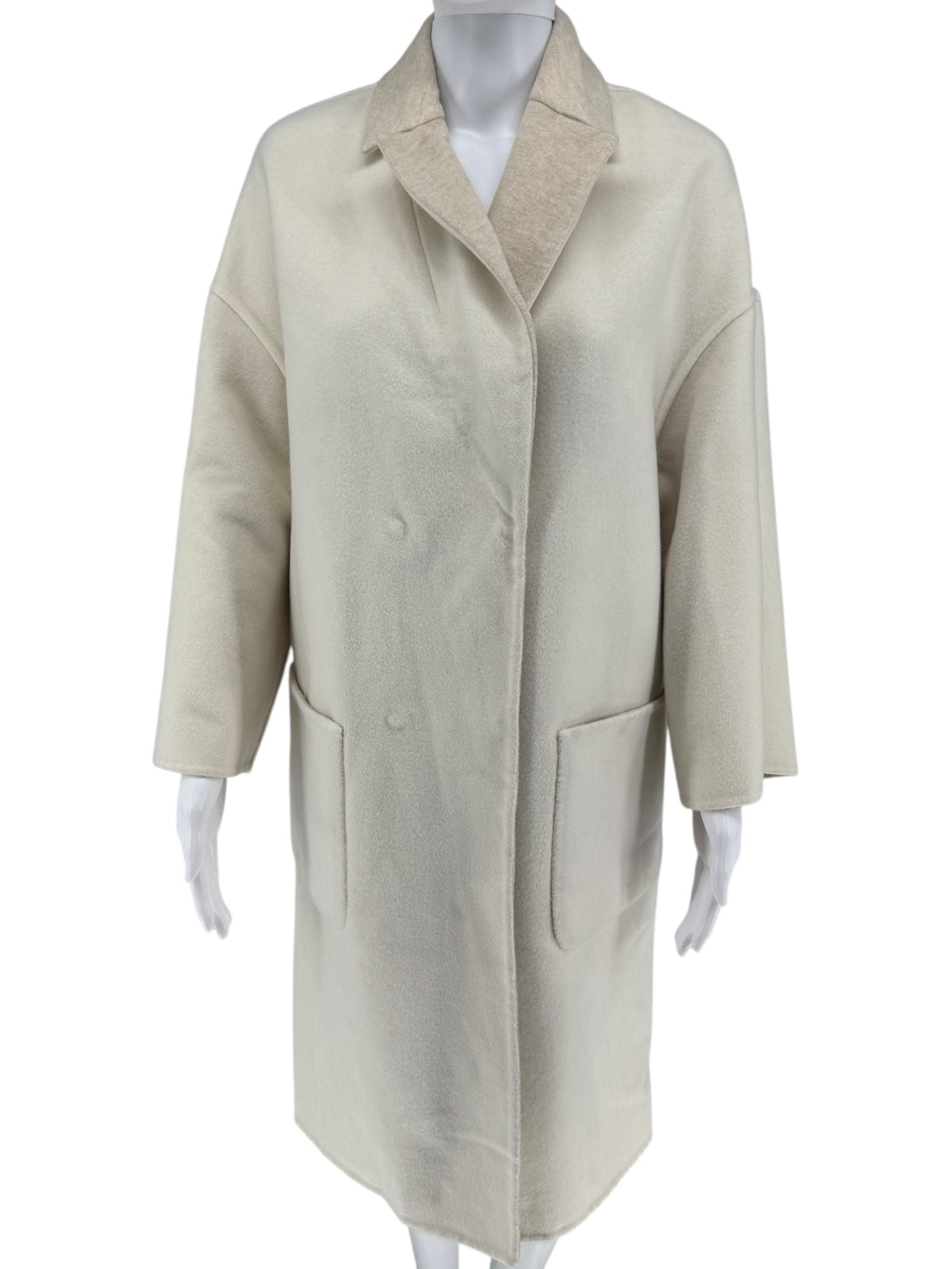 Brunello Cucinelli Reversible Cashmere Coat with Monili Detail - Size 4