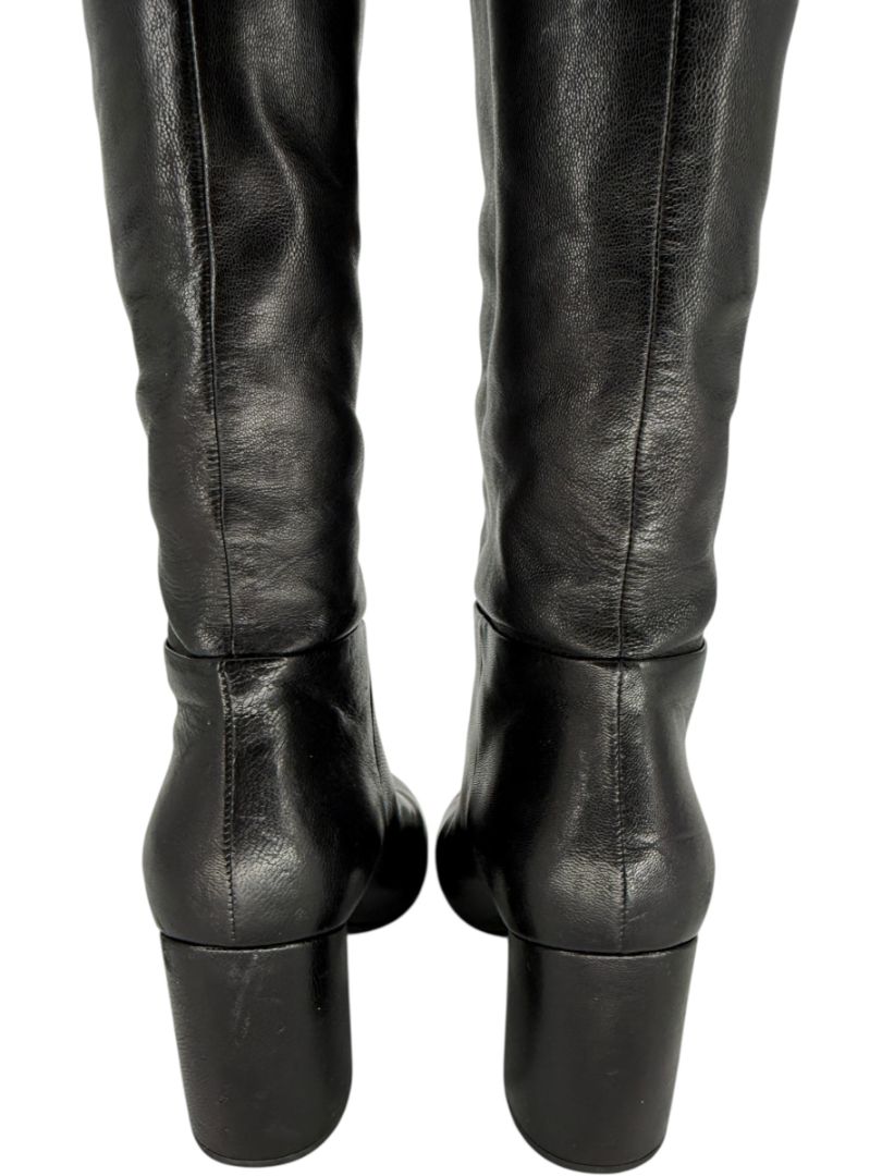 Prada Black Leather Knee-High Boots – Size 39.5