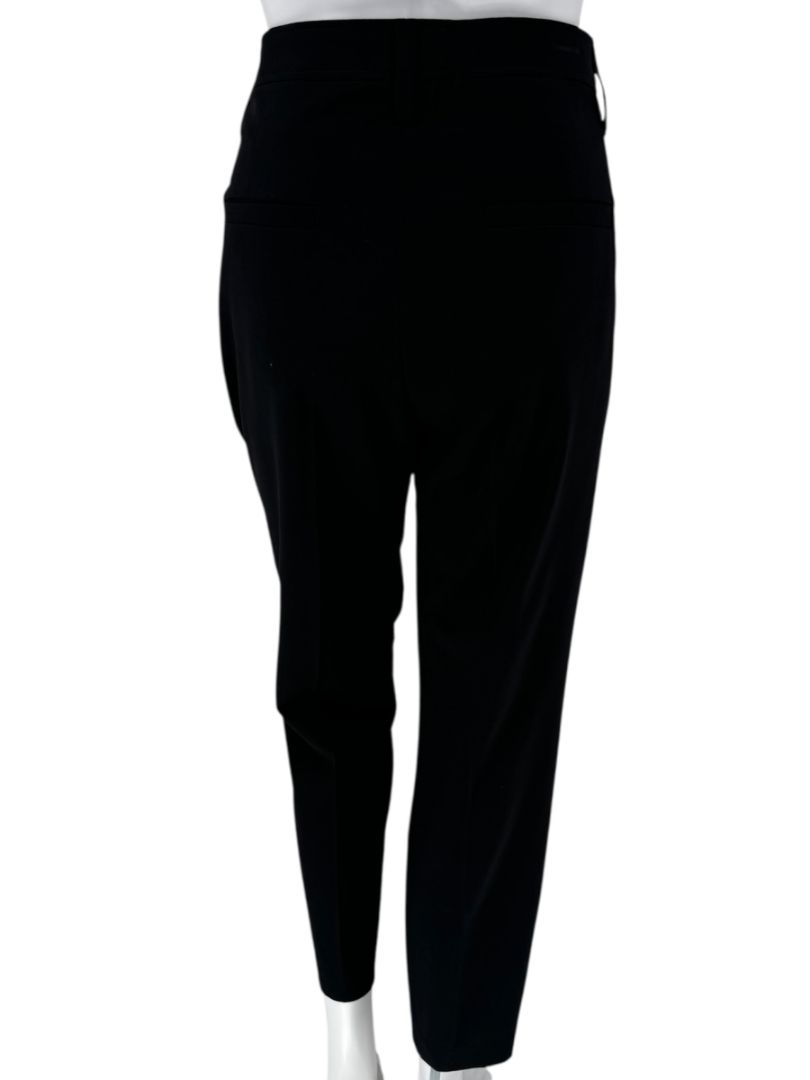 Brunello Cucinelli Black Tapered Wool Trousers with Monili Belt Loop - Size 10