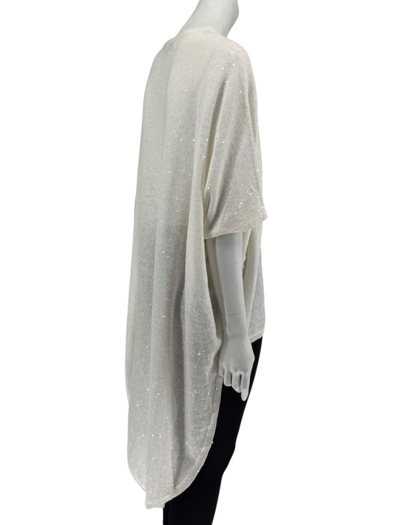 Brunello Cucinelli Ivory Hi-Low Sequin Knit Tunic – Size L
